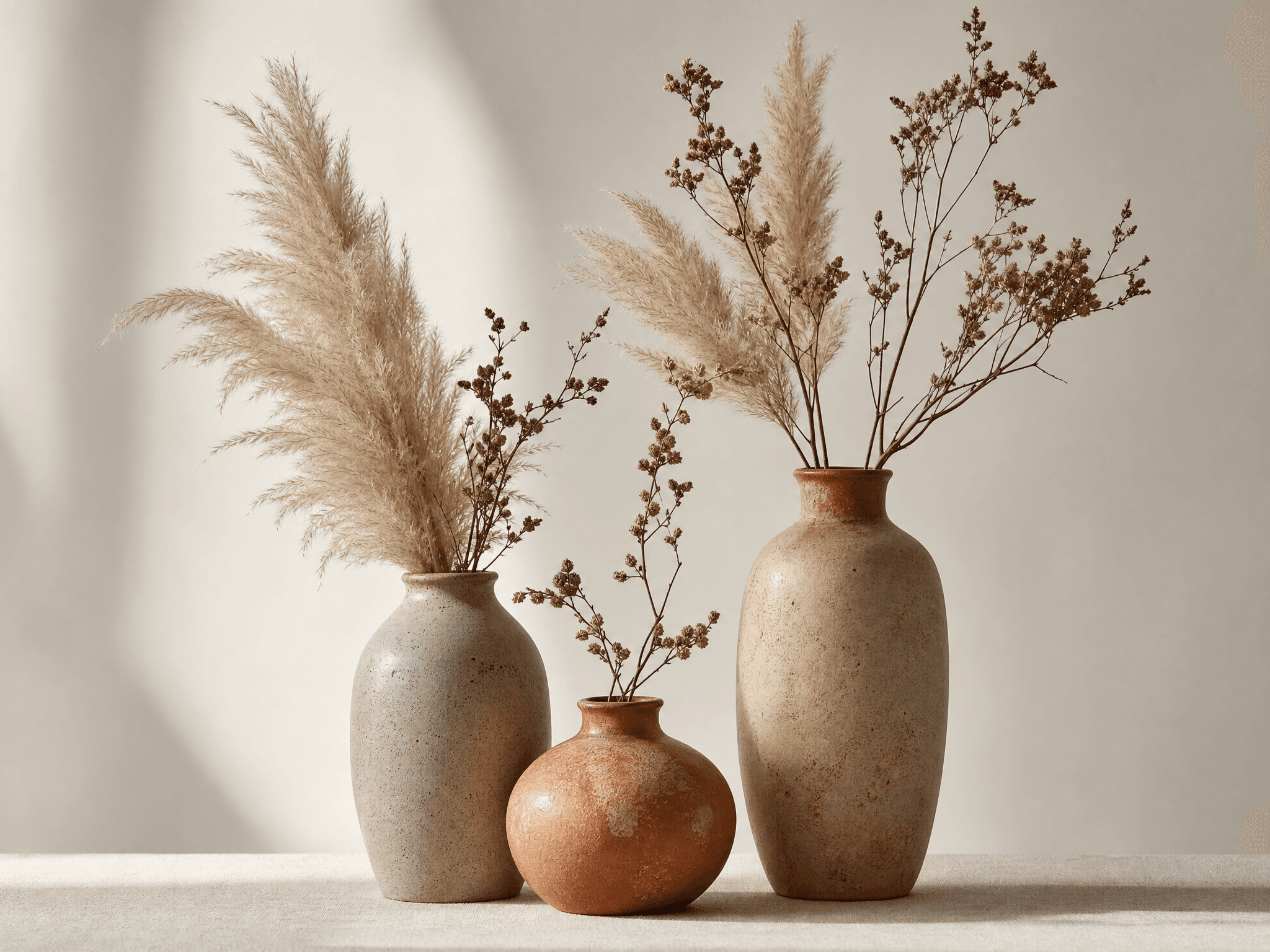Nordic Vase Collection — Three sculptural vases at different heights for a tabletop centrepiece.